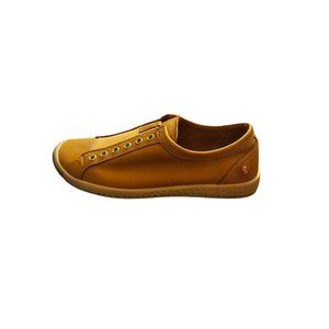 Softinos Comfortable Slip on  Leather Stretch Sneaker - Orange